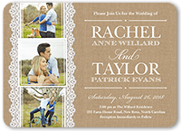 burlap and lace wedding invitation 5x7 flat