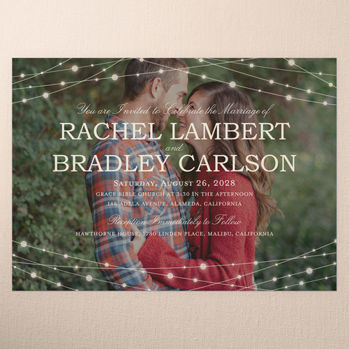 Glowing Bright Wedding Invitation, Beige, Luxe Double-Thick Cardstock, Square