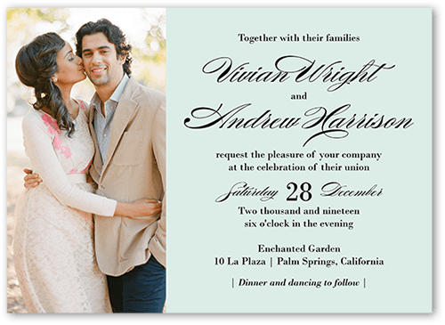 Grandeur Affair Wedding Invitation, Blue, 5x7 Flat, Matte, Signature Smooth Cardstock, Square, Frosted Glass