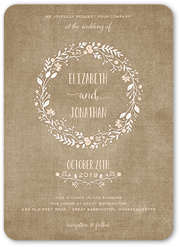 Wreath In Love 5x7 Wedding Invites Shutterfly