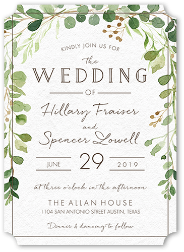 Botanical Union Wedding Invitation, Beige, 5x7 Flat, Pearl Shimmer Cardstock, Ticket