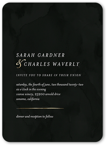 Gentle Texture Wedding Invitation, Black, 5x7 Flat, Matte, Signature Smooth Cardstock, Rounded
