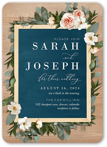 Bohemian Flowers Wedding Invitation, Beige, 5x7 Flat, Pearl Shimmer Cardstock, Rounded, Beige