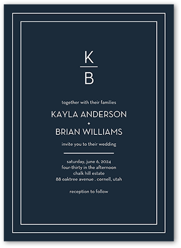 Simple Silhouette Wedding Invitation, Black, 5x7 Flat, Matte, Signature Smooth Cardstock, Square