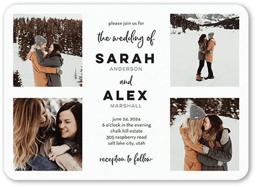 Modern Corners Wedding Invitation, White, 5x7 Flat, Matte, Signature Smooth Cardstock, Rounded, White