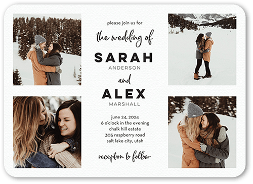 Modern Corners Wedding Invitation, White, 5x7 Flat, Standard Smooth Cardstock, Rounded