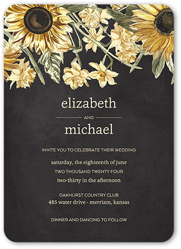 Forever Sunny Wedding Invitation, Grey, 5x7 Flat, 100% Recycled Cardstock , Rounded
