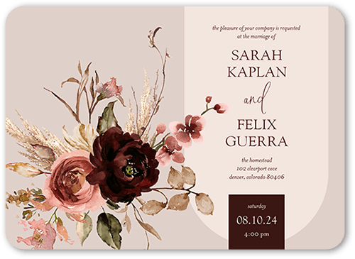 Harvest Bouquet Wedding Invitation, Beige, 5x7 Flat, Matte, Signature Smooth Cardstock, Rounded