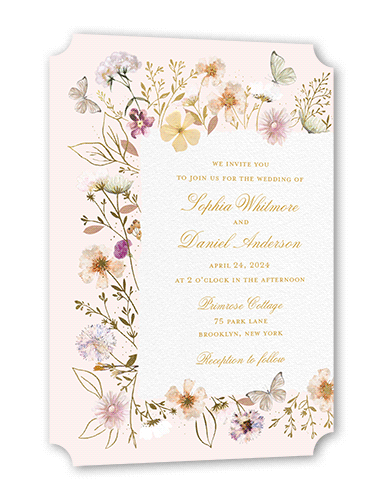 Fairy Tale Wedding Wedding Invitation, Gold Foil, Pink, 5x7, Matte, Signature Smooth Cardstock, Ticket