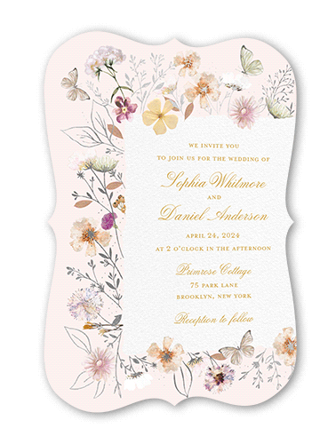 Fairy Tale Wedding Wedding Invitation, Pink, Silver Foil, 5x7, Matte, Signature Smooth Cardstock, Bracket