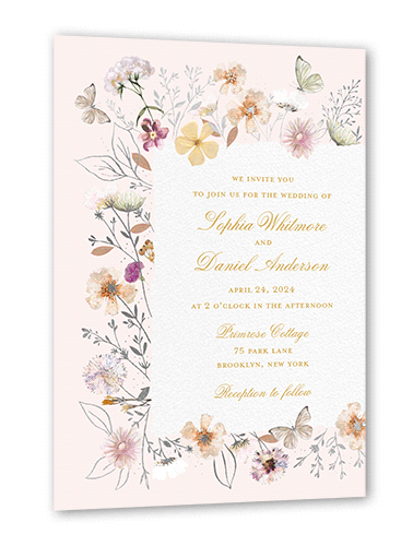Fairy Tale Wedding Wedding Invitation, Pink, Silver Foil, 5x7, Luxe Double-Thick Cardstock, Square