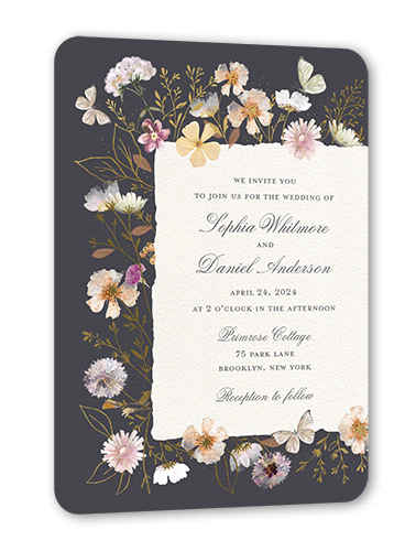 Fairy Tale Wedding Wedding Invitation, Gold Foil, Grey, 5x7 Flat, Matte, Signature Smooth Cardstock, Rounded