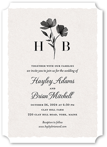 Pressed Flowers Wedding Invitation, Beige, 5x7, Matte, Signature Smooth Cardstock, Ticket