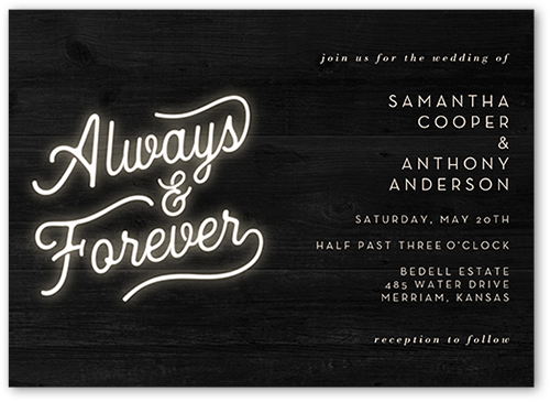 Always and Forever Wedding Invitation, Grey, 5x7 Flat, Pearl Shimmer Cardstock, Square
