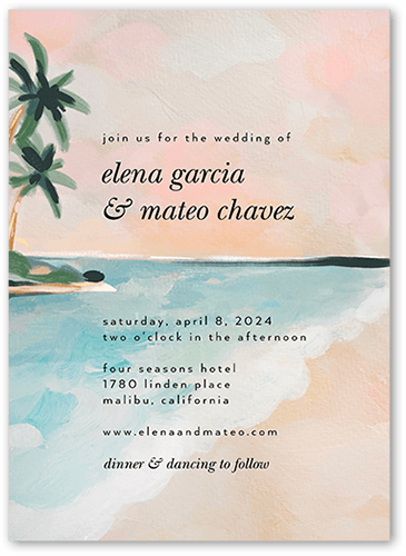 Tropical Tradition Wedding Invitation, Beige, 5x7 Flat, Pearl Shimmer Cardstock, Square, Nectar