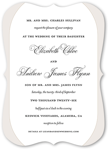 Elegant Essence Wedding Invitation, Gray, 5x7 Flat, Matte, Signature Smooth Cardstock, Bracket