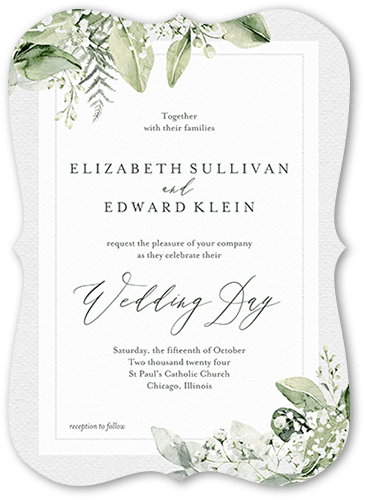 Lovely Lush Wedding Invitation, White, 5x7 Flat, Matte, Signature Smooth Cardstock, Bracket