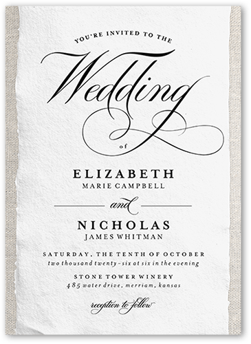 Patterned Paper Wedding Invitation, Beige, 5x7 Flat, Standard Smooth Cardstock, Square, Cream