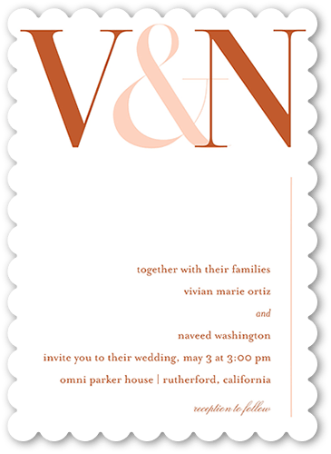 Timeless Toast Wedding Invitation, White, 5x7 Flat, Matte, Signature Smooth Cardstock, Scallop