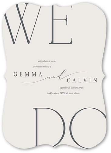 Graceful Gathering Wedding Invitation, Gray, 5x7 Flat, Pearl Shimmer Cardstock, Bracket