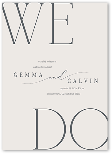 Graceful Gathering Wedding Invitation, Gray, 5x7, Luxe Double-Thick Cardstock, Square