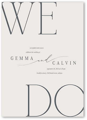 Graceful Gathering Wedding Invitation, Gray, 5x7 Flat, Luxe Double-Thick Cardstock, Square