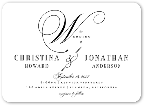 Romantic Rose Wedding Invitation, Beige, 5x7 Flat, Matte, Signature Smooth Cardstock, Rounded, Antique White