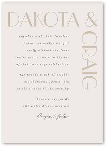 Enchanted Event Wedding Invitation, Gray, 5x7 Flat, Matte, Signature Smooth Cardstock, Square