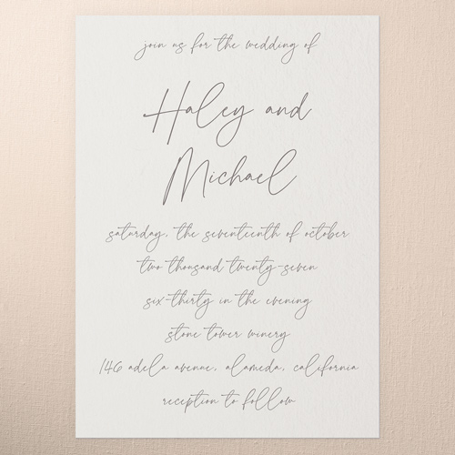 All Script Wedding Invitation, none, White, 5x7 Flat, Matte, Signature Smooth Cardstock, Square