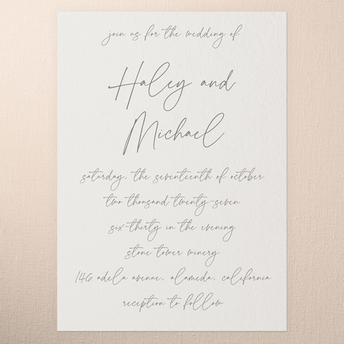 All Script Wedding Invitation, none, White, 5x7 Flat, Standard Smooth Cardstock, Square