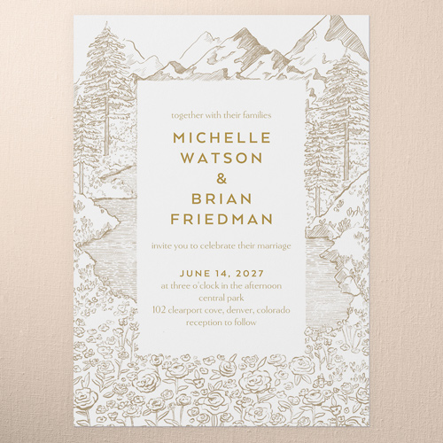 Alpine Affection Wedding Invitation, Brown, 5x7 Flat, Write Your Own Greeting, Luxe Double-Thick Cardstock, Square