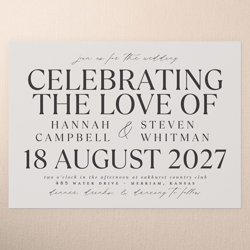 Official Headlines Wedding Invitation, Beige, 5x7 Flat, Pearl Shimmer Cardstock, Square