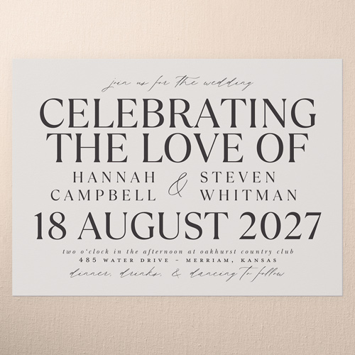 Official Headlines Wedding Invitation, Beige, 5x7 Flat, Standard Smooth Cardstock, Square, Apricot Mousse