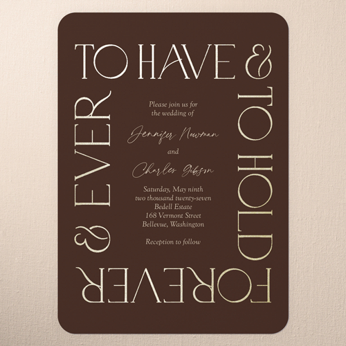 Romantic Gleam Wedding Invitation, Red, Gold Foil, 5x7 Flat, Matte, Signature Smooth Cardstock, Rounded