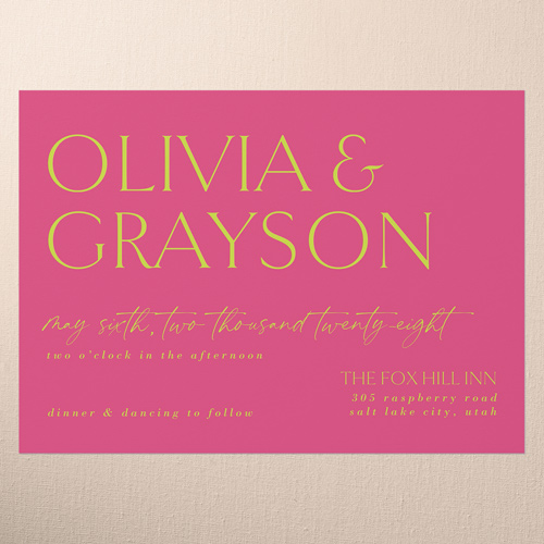 Editable Edition Wedding Invitation, Pink, 5x7 Flat, Write Your Own, Matte, Signature Smooth Cardstock, Square