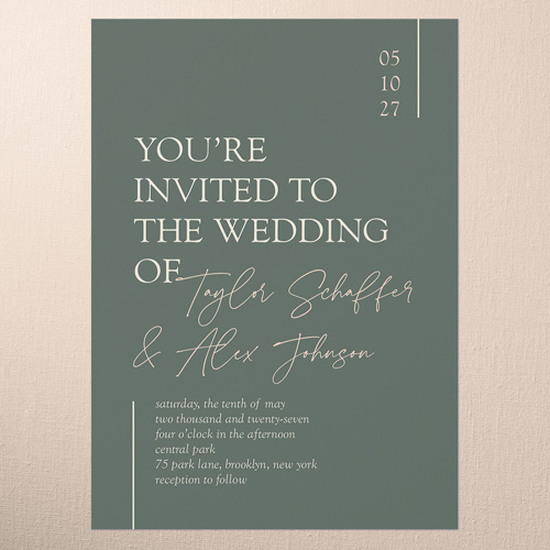 Divine Details Wedding Invitation, Green, none, 5x7 Flat, Standard Smooth Cardstock, Square