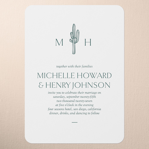 Editable Icon Wedding Invitation, Green, 5x7 Flat, Standard Smooth Cardstock, Rounded, White