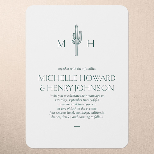 Editable Icon Wedding Invitation, Green, 5x7 Flat, Write Your Own, 100% Recycled Cardstock , Rounded, Green