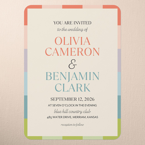 Color Crush Wedding Invitation, Beige, 5x7 Flat, Standard Smooth Cardstock, Rounded