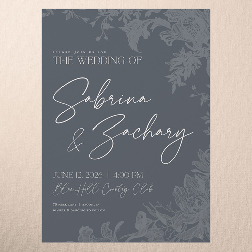 Lace Shadow Wedding Invitation, Gray, 5x7 Flat, Matte, Signature Smooth Cardstock, Square