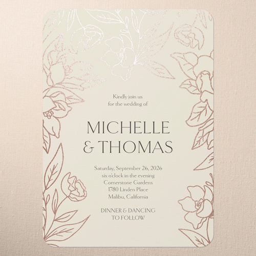 Floral Fantasy Wedding Invitation, Rounded Corners