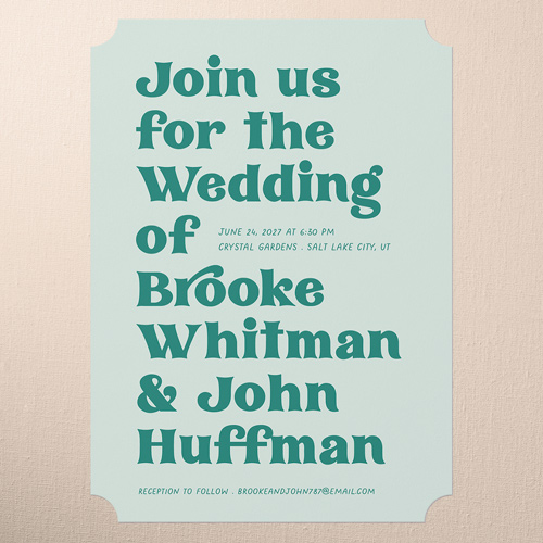 Enchanting Vows Wedding Invitation, Green, 5x7 Flat, Pearl Shimmer Cardstock, Ticket