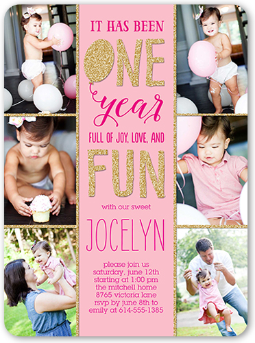 One And Fun Baby Girl 1st Birthday Invitation Shutterfly