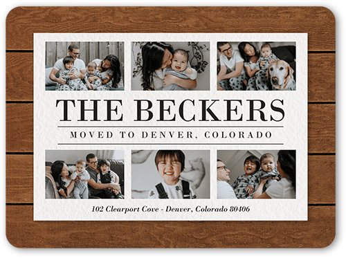 Framed Features Moving Announcement, Brown, 6x8 Flat, Write Your Own Greeting, 100% Recycled Cardstock , Rounded, Toast