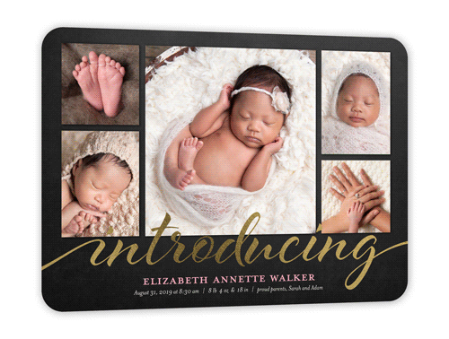 Lustrous Introduction Girl 6x8 Birth Announcement Card
