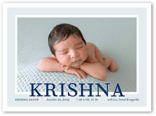 Bright Frame Birth Announcement, Grey, 6x8 Flat, Signature Smooth Cardstock, Square