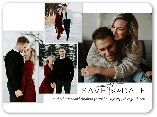 Ecstatic Engagement Save The Date, White, 6x8, Matte, Signature Smooth Cardstock, Rounded