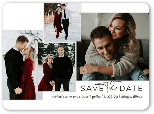 Ecstatic Engagement Save The Date, White, 6x8 Flat, 100% Recycled Cardstock , Rounded