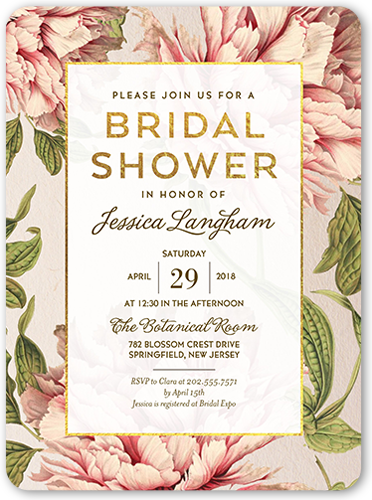 Botanical Dream Bridal Shower Invitation, Beige, Pearl Shimmer Cardstock, Rounded