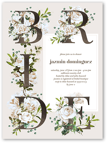 Bouquet Bride Bridal Shower Invitation, Beige, 6x8, Matte, Signature Smooth Cardstock, Square